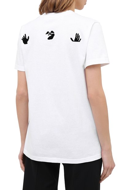 Хлопковая футболка OFF-WHITE белого цвета по цене 27450 руб., арт. 0WAA049F20JER0080110, фото 4 Хлопковая футболка OFF-WHITE, арт. 0WAA049F20JER0080110, фото 4