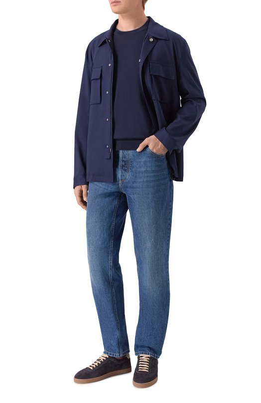 Хлопковый джемпер Brunello Cucinelli M29805200 Синий  M29805200 Фото 2