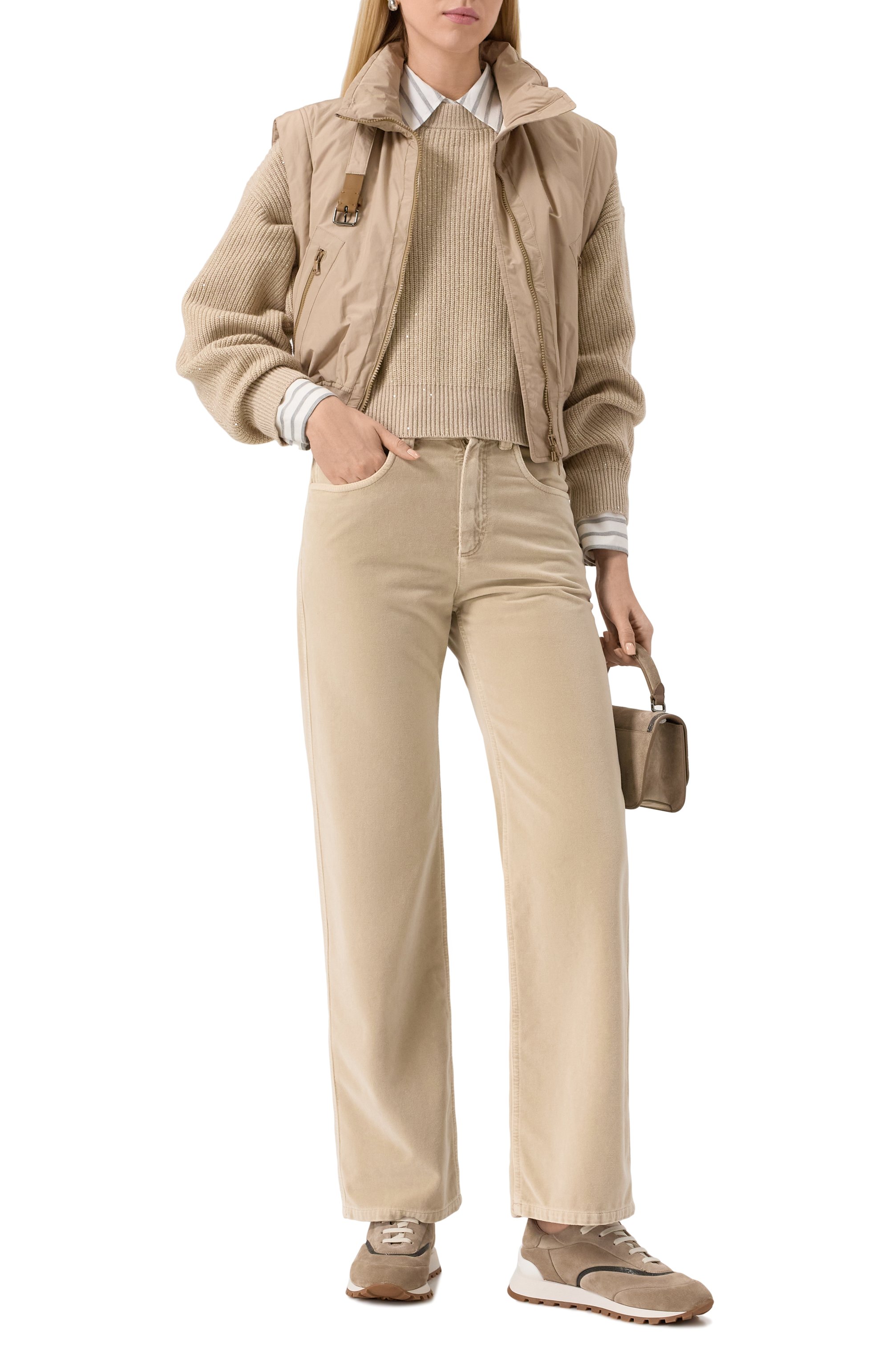 Бархатные брюки BRUNELLO CUCINELLI светло-бежевого цвета по цене 151000 руб., арт. MB105P5951, фото 2 Бархатные брюки BRUNELLO CUCINELLI, арт. MB105P5951, фото 2