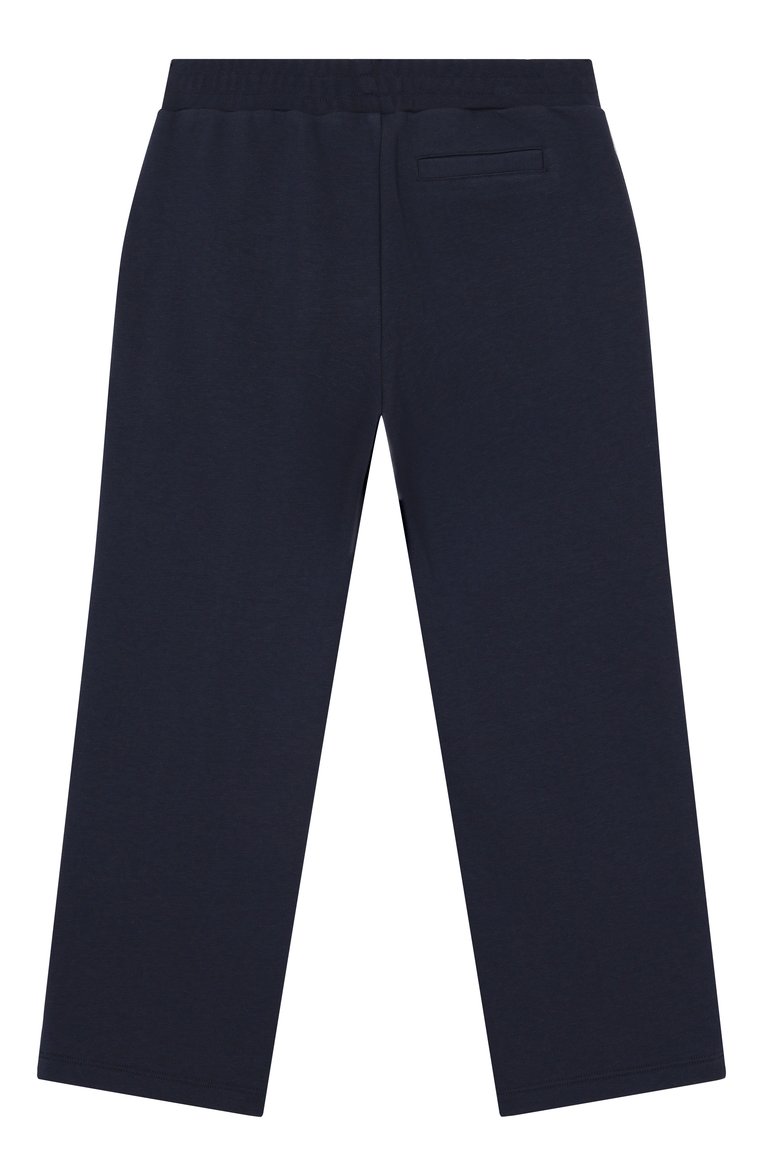 Детские хлопковые брюки GOLDEN GOOSE DELUXE BRAND темно-синего цвета, арт. GKP02226.P001953 | Фото 2 (Нос: Не проставлено; Материал внешний: Хлопок; Случай: Повседневный; Мальчики Кросс-КТ: Брюки-спорт; Ростовка одежда: 4 года | 104 см, 6 лет | 116 см, 8 лет | 128 см, 10 - 11 лет | 140 - 146см, 12 лет | 152 см)