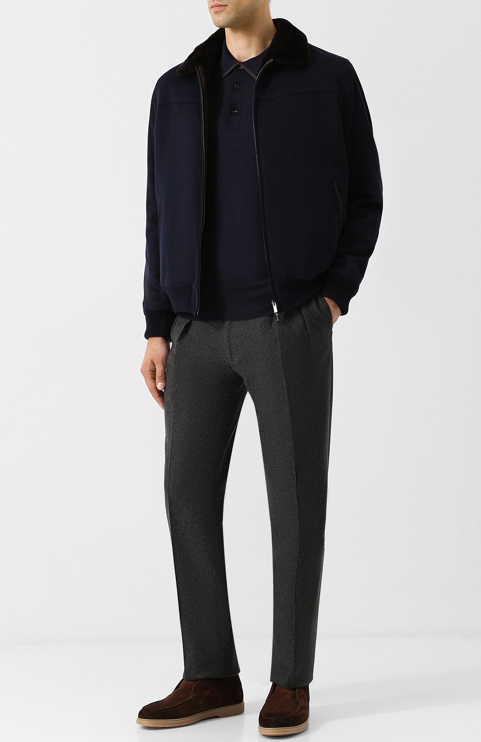 Поло с длинными рукавами из смеси шерсти и шелка ZEGNA, арт. URG00/132, фото 2