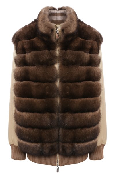 Бомбер из меха соболя и шелка KITON коричневого цвета по цене 3440000 руб., арт. D50686X04R72, фото 1 Бомбер из меха соболя и шелка KITON, арт. D50686X04R72, фото 1