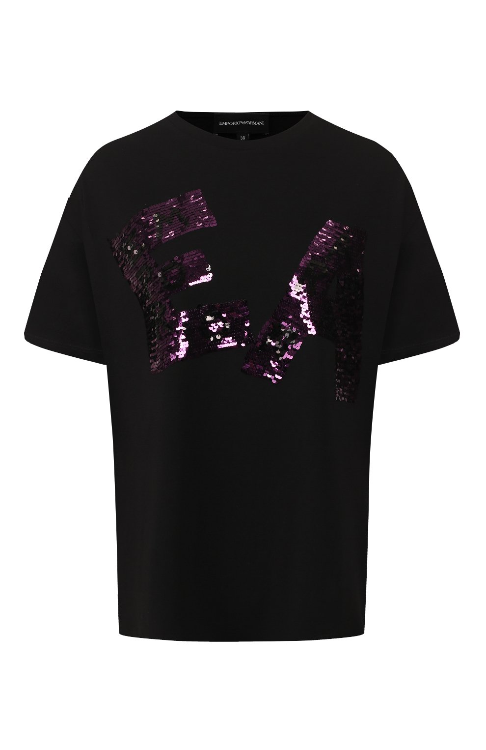 Хлопковая футболка EMPORIO ARMANI черного цвета по цене 23050 руб., арт. 3H2T7K/2J53Z, фото 1 Хлопковая футболка EMPORIO ARMANI, арт. 3H2T7K/2J53Z, фото 1