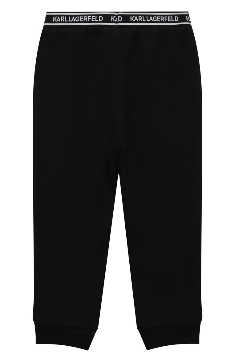 Детская комплект из лонгслива и брюк KARL LAGERFELD KIDS черно-белого цвета, арт. Z30280 | Фото 6 (Материал внешний: Хлопок; Материал сплава: Проставлено; Драгоценные камни: Проставлено; Рукава: Длинные; Девочки Кросс-КТ: Костюмы-спорт; Ростовка одежда: 24 мес | 92 см)