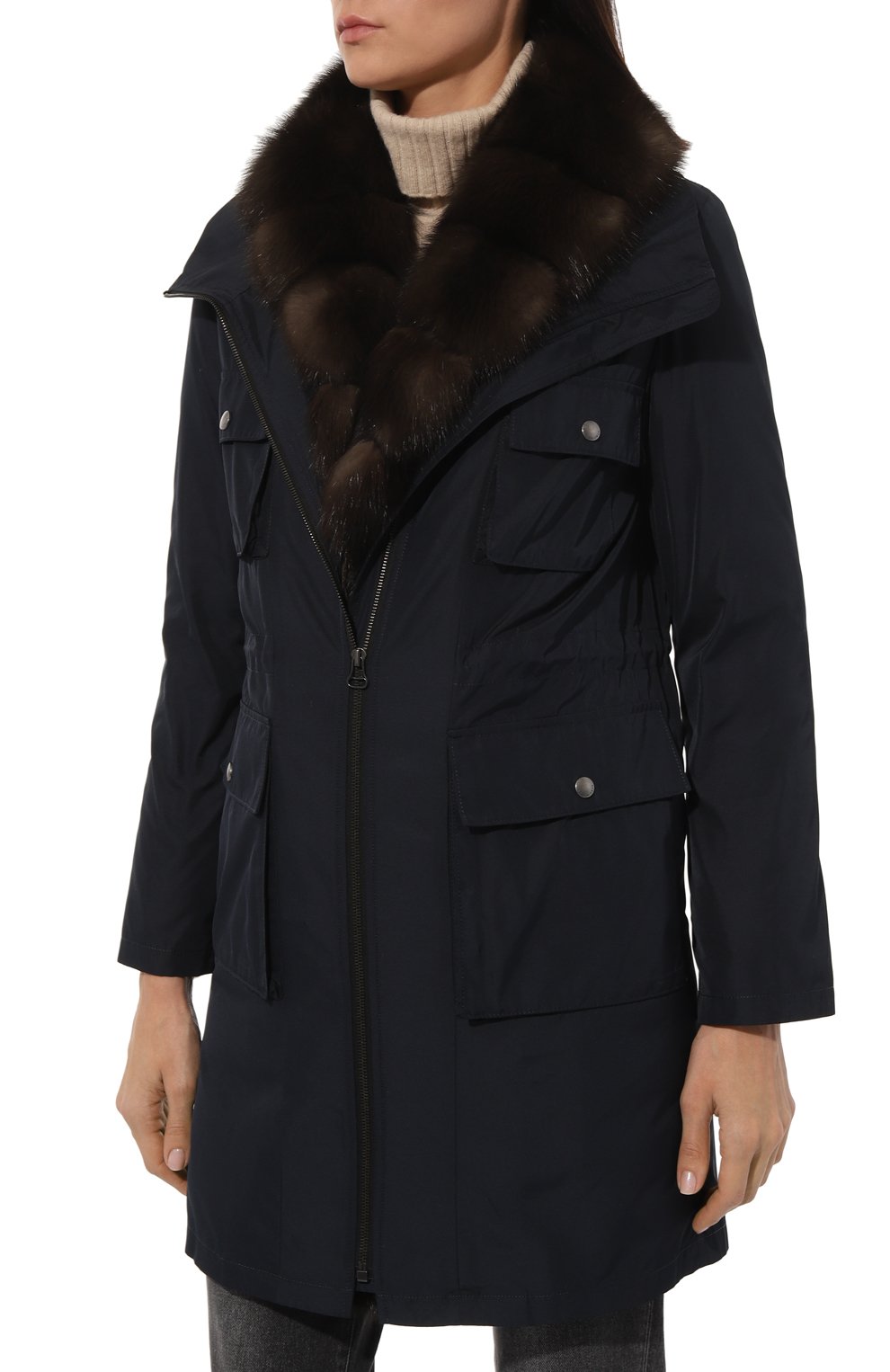 Пуховая парка с отделкой из меха соболя YVES SALOMON, арт. 20WYM08290ZIRV, фото 3