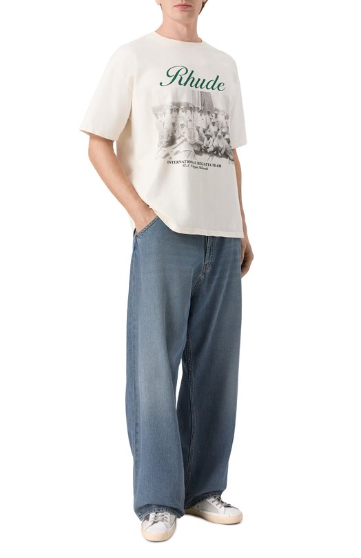 Хлопковая футболка Rhude RHPS26TT01012 Кремовый  RHPS26TT01012 Фото 2