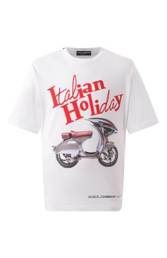 Мужская хлопковая футболка DOLCE & GABBANA белого цвета, арт. G8PN9T/G704S | Фото 1 (Длина (для топов): Стандартные; Рукава: Короткие; Стили: Кэжуэл; Принт: С принтом; Материал внешний: Хлопок; Мужское Кросс-КТ: Футболка-одежда; Кросс-КТ: Джерси)