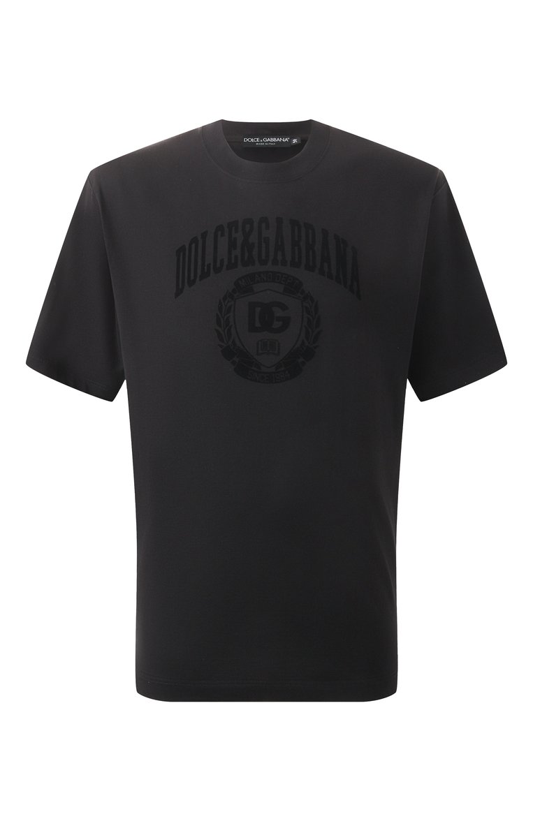 Мужская хлопковая футболка DOLCE & GABBANA черного цвета, арт. G8SH7T/G702E | Фото 1 (Длина (для топов): Стандартные; Рукава: Короткие; Принт: С принтом; Стили: Кэжуэл; Материал внешний: Хлопок; Кросс-КТ: Джерси; Мужское Кросс-КТ: Футболка-одежда)
