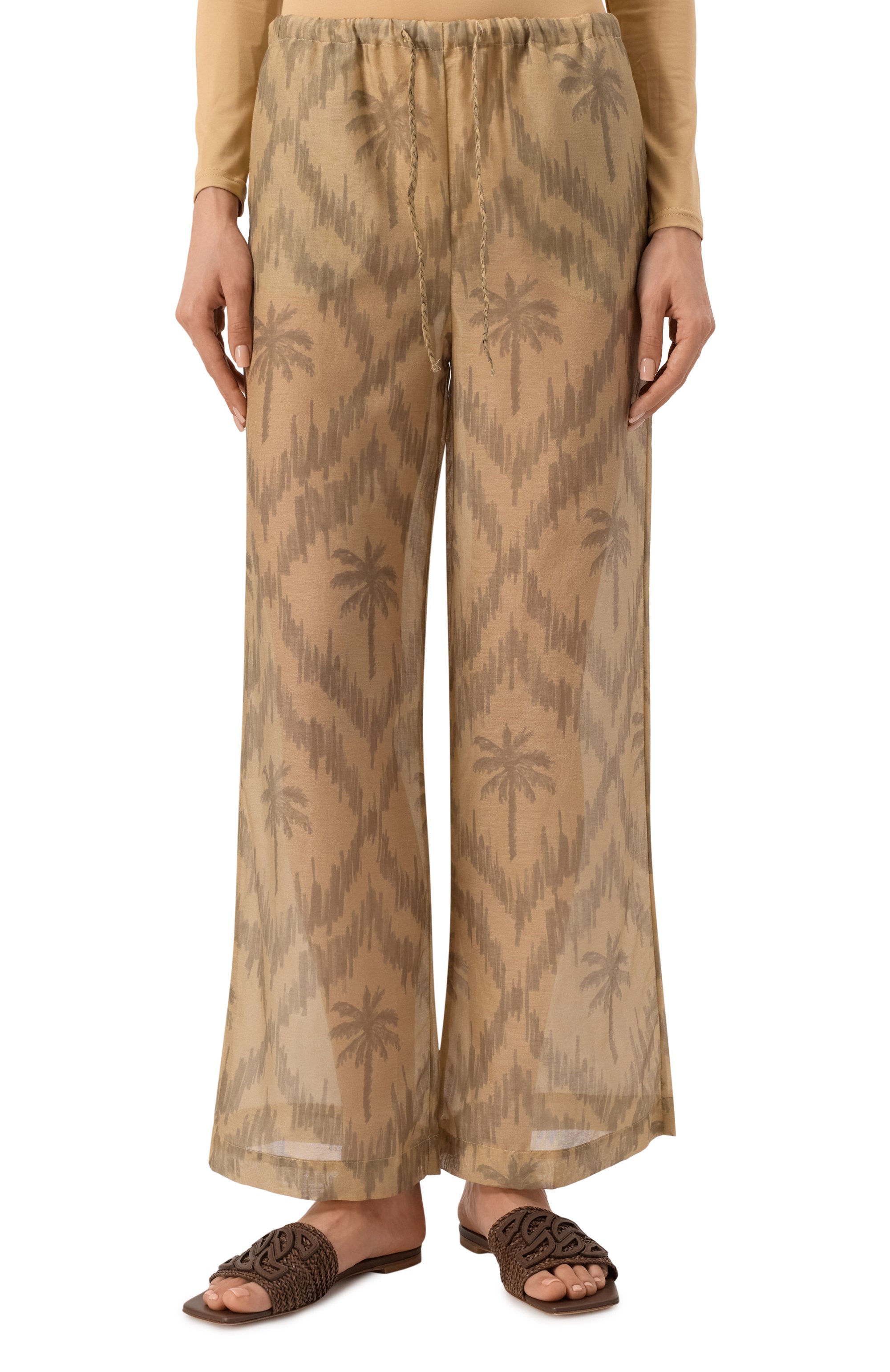 Брюки из хлопка и шелка MANEBI бежевого цвета по цене 32950 руб., арт. V73FQ, фото 3 Брюки из хлопка и шелка MANEBI, арт. V73FQ, фото 3