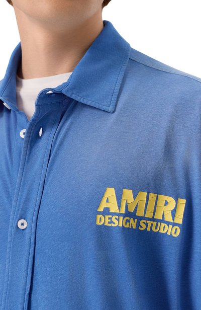 Рубашка из хлопка и кашемира AMIRI голубого цвета по цене 79950 руб., арт. AMT0SH1182, фото 5 Рубашка из хлопка и кашемира AMIRI, арт. AMT0SH1182, фото 5