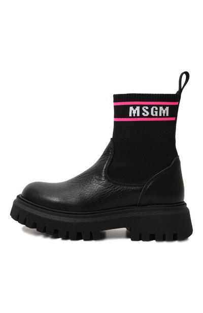 Комбинированные ботинки MSGM KIDS черного цвета по цене 23900 руб., арт. 76265/28-35, фото 2 Комбинированные ботинки MSGM KIDS, арт. 76265/28-35, фото 2
