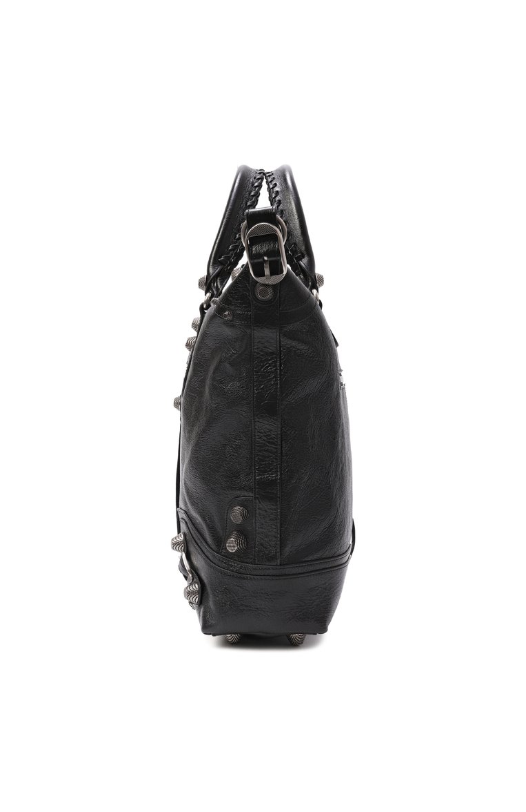 Мужская сумка-тоут le cagole medium BALENCIAGA черного цвета, арт. 719067/210KR | Фото 4 (Ремень/цепочка: На ремешке; Размер: large; Драгоценные камни: Проставлено; Материал сплава: Проставлено; Материал: Натуральная кожа)