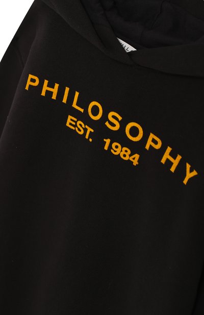 Хлопковое мини-платье с капюшоном PHILOSOPHY DI LORENZO SERAFINI KIDS черного цвета по цене 16450 руб., арт. PJAB18/FE144/TH008/XXS-XS, фото 3 Хлопковое мини-платье с капюшоном PHILOSOPHY DI LORENZO SERAFINI KIDS, арт. PJAB18/FE144/TH008/XXS-XS, фото 3