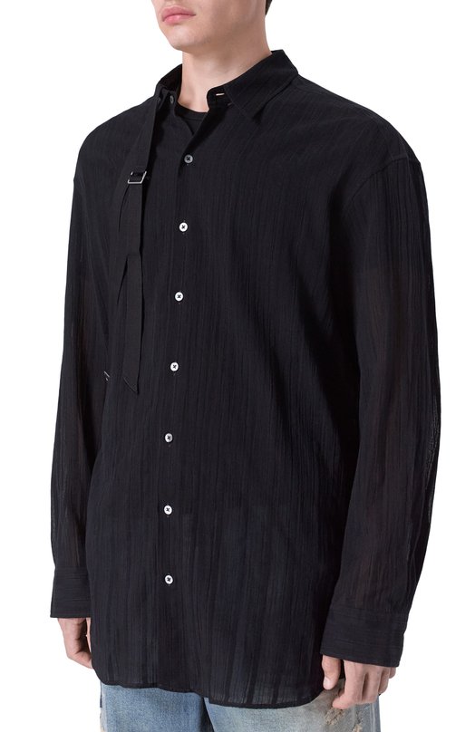 Рубашка из хлопка и шерсти Ann Demeulemeester B0013137/FA648 Чёрный  B0013137/FA648 Фото 3