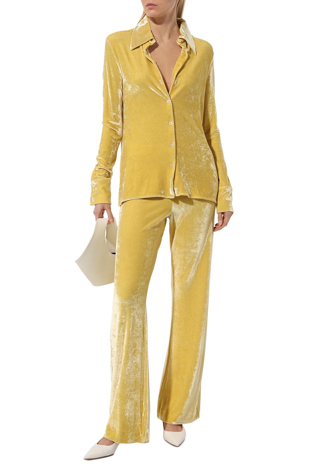Бархатные брюки JIL SANDER желтого цвета по цене 82950 руб., арт. J52KA0010/J65006, фото 2 Бархатные брюки JIL SANDER, арт. J52KA0010/J65006, фото 2
