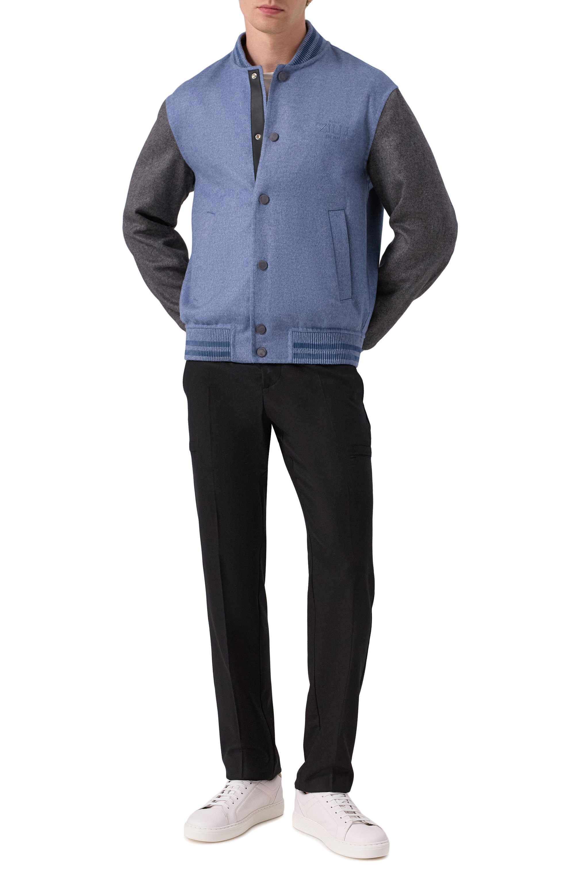 Бомбер из шерсти и кашемира ZILLI синего цвета по цене 263500 руб., арт. DBL005M024450037U, фото 2 Бомбер из шерсти и кашемира ZILLI, арт. DBL005M024450037U, фото 2