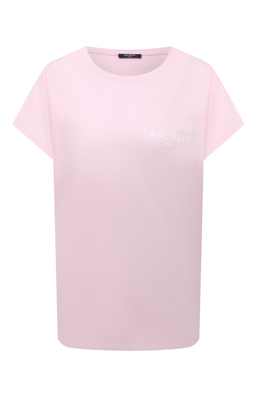 Хлопковая футболка BALMAIN светло-розового цвета по цене 32950 руб., арт. WF1EF010/B013, фото 1 Хлопковая футболка BALMAIN, арт. WF1EF010/B013, фото 1