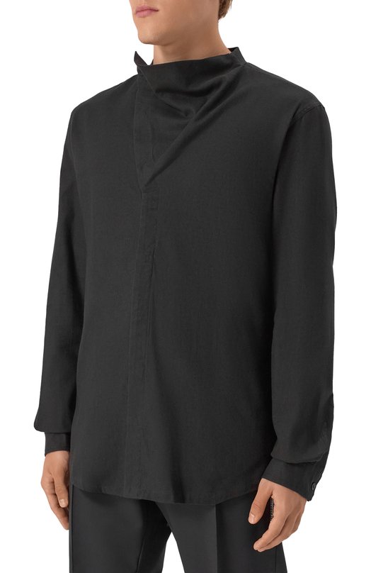 Рубашка из хлопка и шерсти Rick Owens RU02E1299/FLW Чёрный  RU02E1299/FLW Фото 3