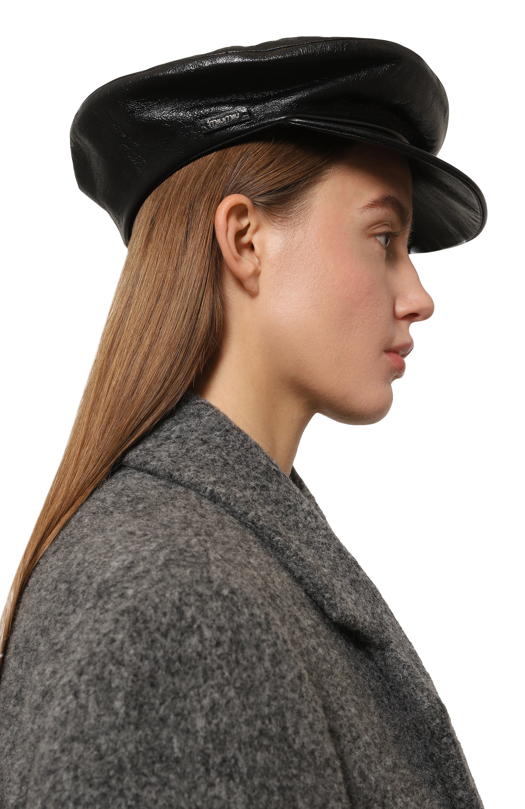 Кожаное кепи MIU MIU, арт. 5HC195-038-F0002, фото 2