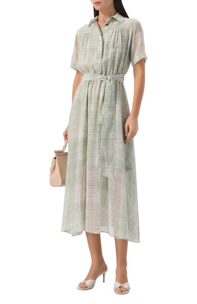 Шелковое платье KITON зеленого цвета по цене 381000 руб., арт. D61343K0870G05, фото 2 Шелковое платье KITON, арт. D61343K0870G05, фото 2