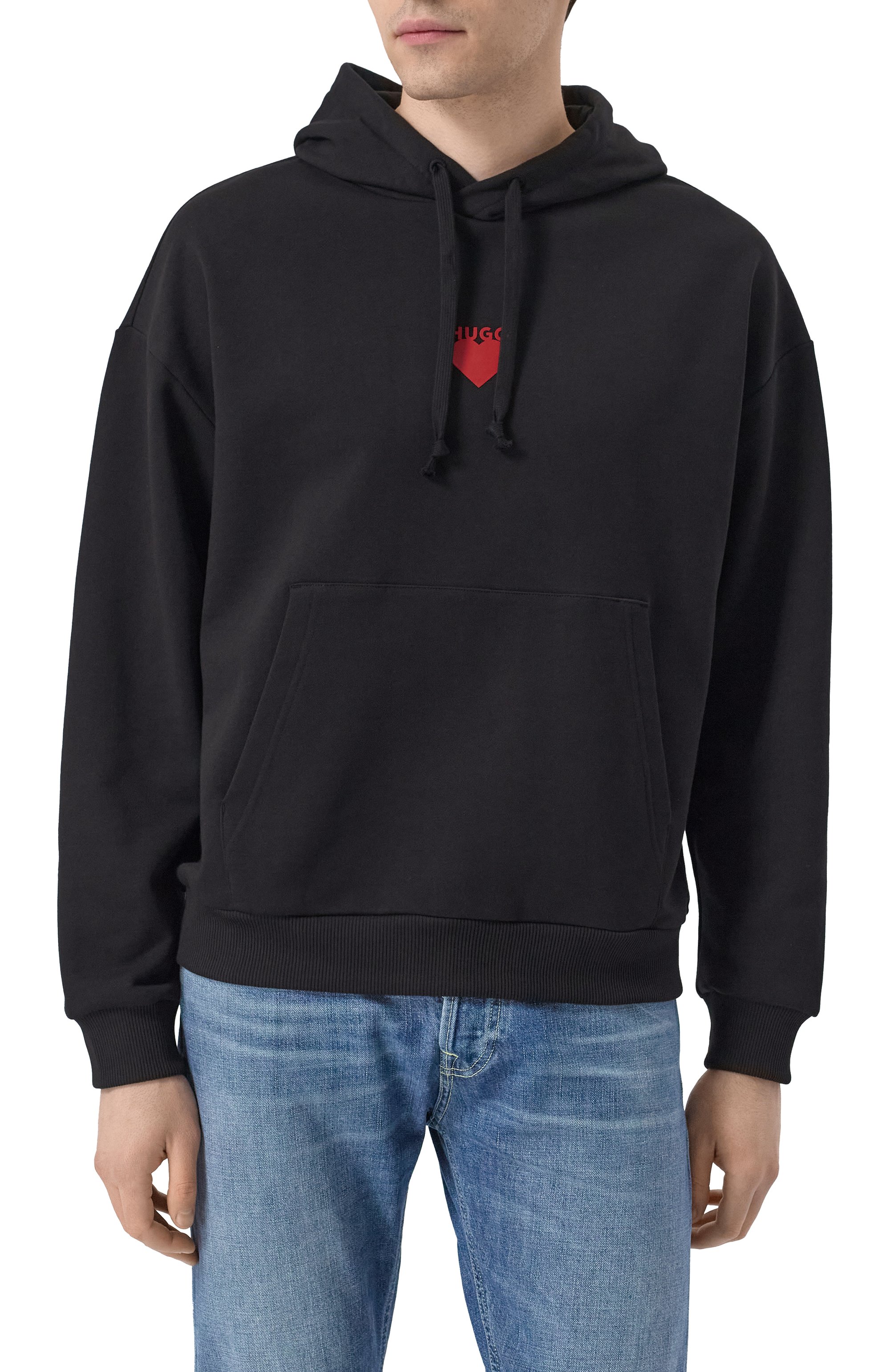 Хлопковое худи HUGO черного цвета по цене 17950 руб., арт. 50530577, фото 3 Хлопковое худи HUGO, арт. 50530577, фото 3