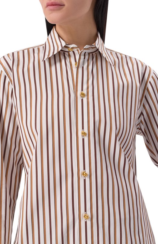 Хлопковая рубашка Bottega Veneta 838420/V5PL0 Коричневый  838420/V5PL0 Фото 5