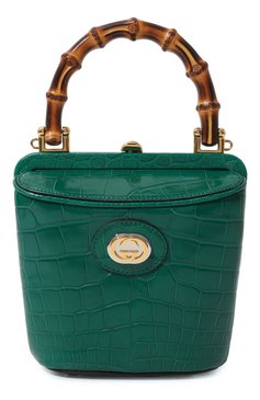 Женская сумка gucci bamboo из кожи аллигатора GUCCI зеленого цвета, арт. 616436 EV40X | Фото 1 (Материал: Экзотическая кожа, Натуральная кожа; Сумки-технические: Сумки top-handle; Региональные ограничения белый список (Axapta Mercury): Не проставлено; Материал сплава: Проставлено; Нос: Не проставлено; Размер: mini; Ремень/цепочка: На ремешке; Драгоценные камни: Проставлено)