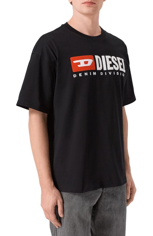 Хлопковая футболка Diesel A14943/0GRAI Чёрный  A14943/0GRAI Фото 3