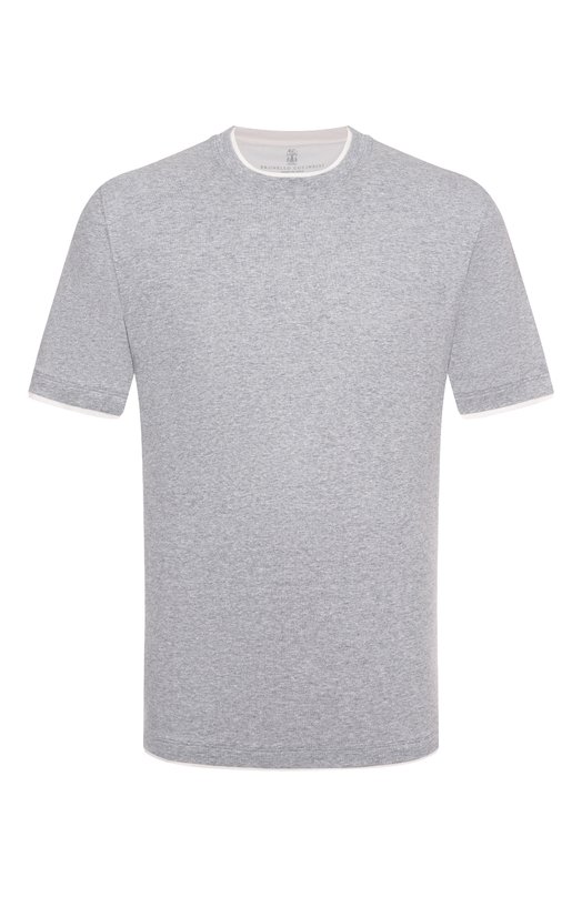 Футболка изо льна и хлопка Brunello Cucinelli MW8357427 Серый MW8357427