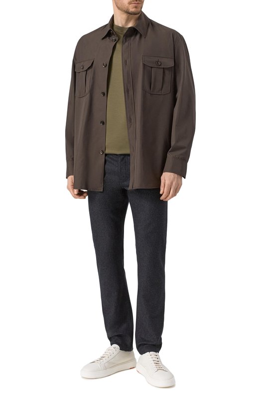 Хлопковая футболка Kiton UMC029H0920008_5XL-8XL Хаки  UMC029H0920008_5XL-8XL Фото 2