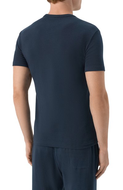 Хлопковая футболка KITON темно-синего цвета по цене 39950 руб., арт. UNWM008K0263L, фото 4 Хлопковая футболка KITON, арт. UNWM008K0263L, фото 4