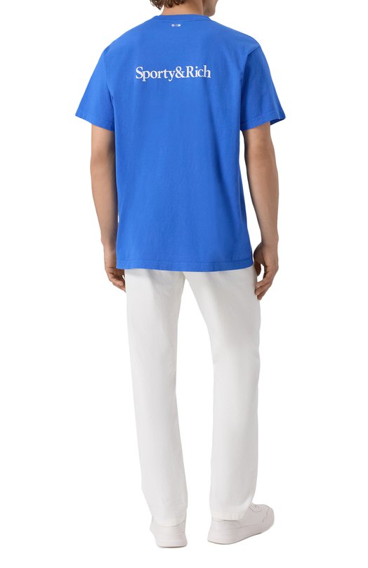 Хлопковая футболка Sporty and Rich T0043627666BL120 Синий  T0043627666BL120 Фото 2