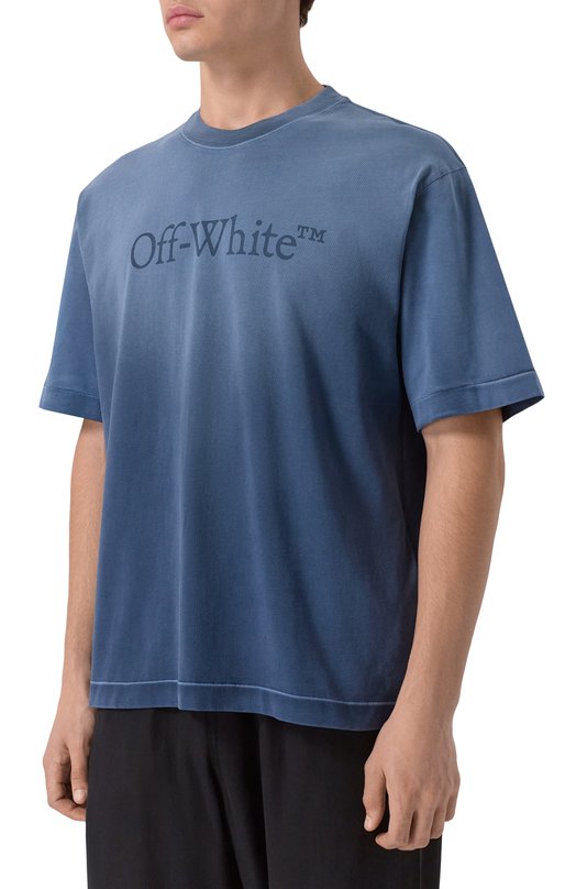 Хлопковая футболка Off-White 0MAA120F25JER00P Синий  0MAA120F25JER00P Фото 3