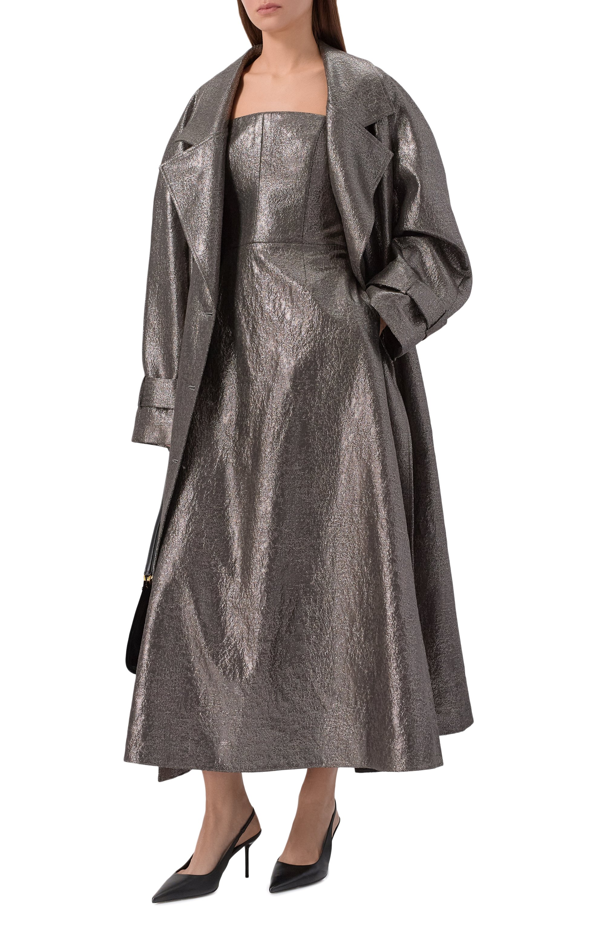 Платье из вискозы ХОХЛОМА Х АЛЕНА АХМАДУЛЛИНА серебряного цвета по цене 71700 руб., арт. WTD1335, фото 2 Платье из вискозы ХОХЛОМА Х АЛЕНА АХМАДУЛЛИНА, арт. WTD1335, фото 2