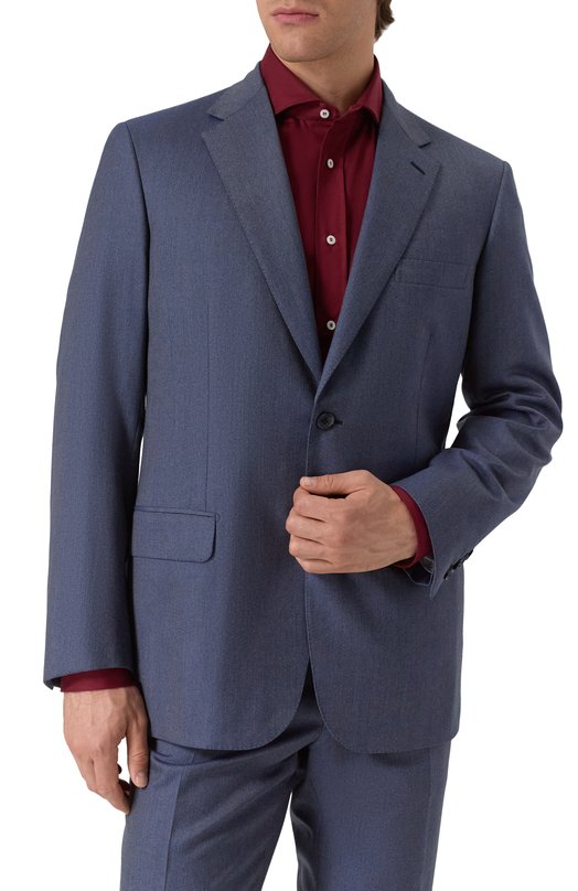 Костюм из смеси шерсти и шелка Brioni RAH00M/08A63/PARLAMENT0 Синий  RAH00M/08A63/PARLAMENT0 Фото 4