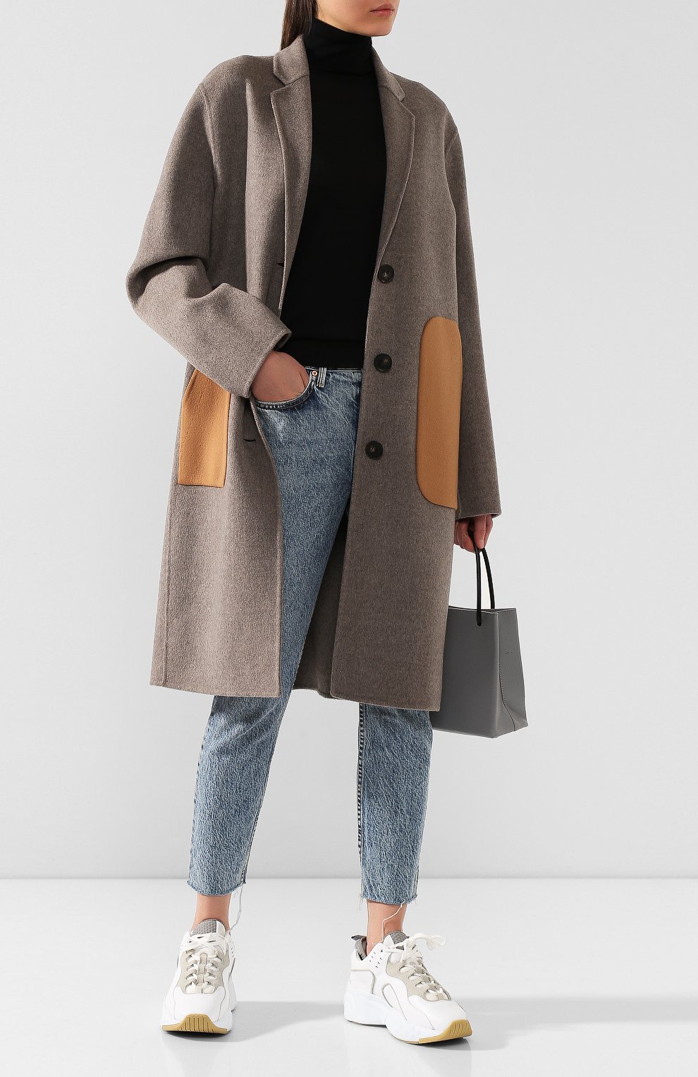 Шерстяное пальто ACNE STUDIOS серого цвета по цене 76550 руб., арт. A90165, фото 2 Шерстяное пальто ACNE STUDIOS, арт. A90165, фото 2