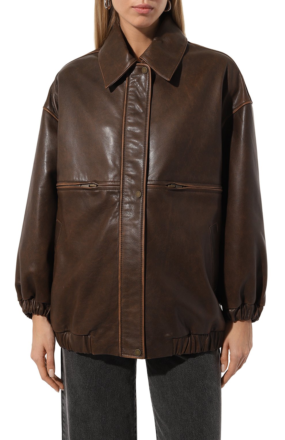 Кожаный бомбер LUDA NIKISHINA, арт. J/VERVE/BROWN, фото 3