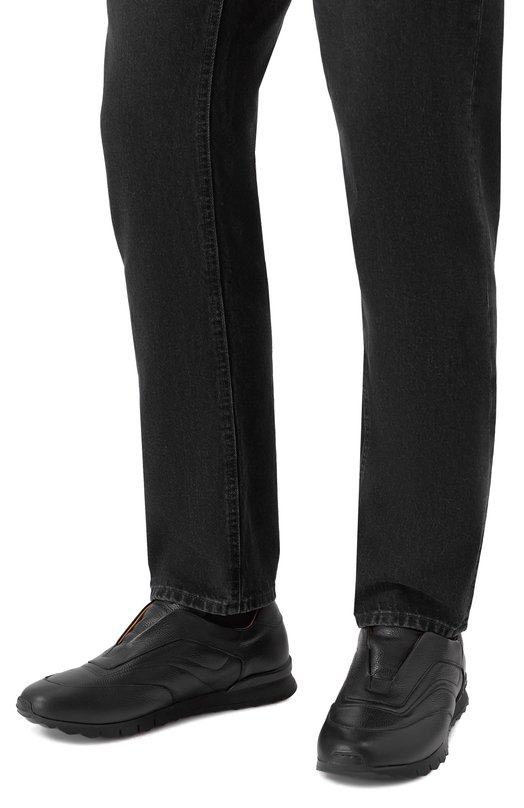 Кожаные кроссовки Kiton USSA107N0109803 Чёрный  USSA107N0109803 Фото 3
