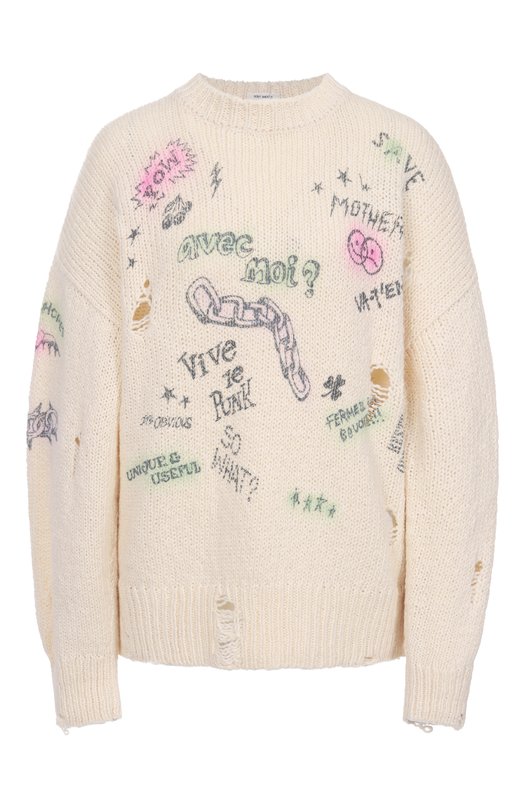 Хлопковый пуловер Mother 8406-1815 Кремовый 8406-1815