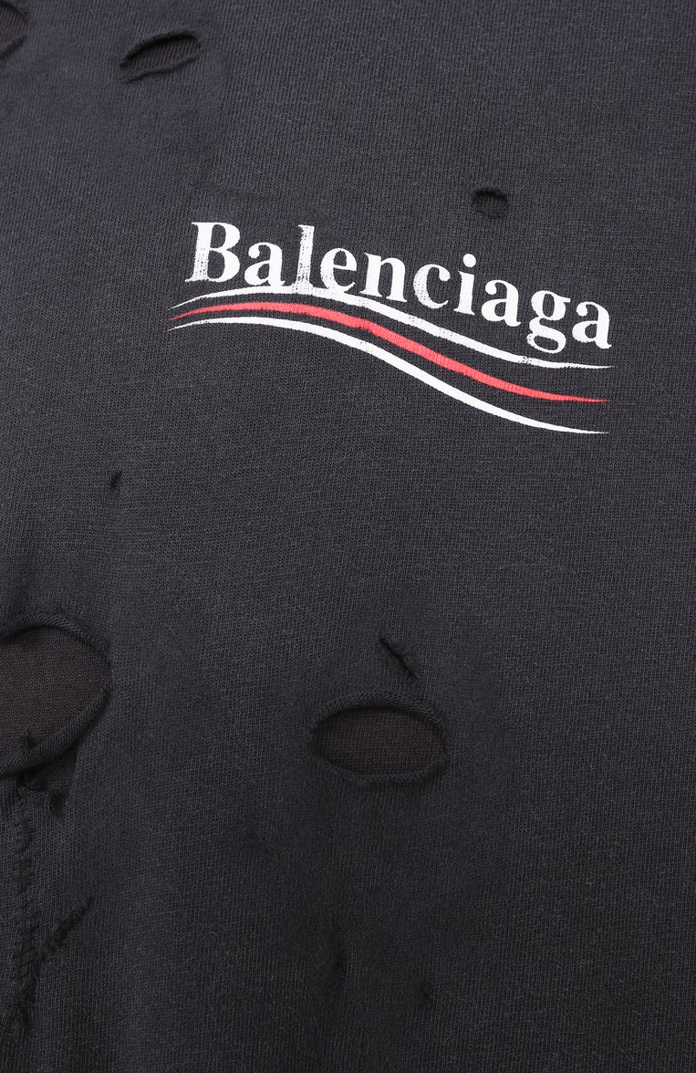 Женская хлопковый лонгслив BALENCIAGA черного цвета, арт. 818555/TRVK8 | Фото 6 (Рукава: Длинные; Материал внешний: Хлопок; Стили: Гранж; Принт: С принтом; Длина (для топов): Удлиненные; Автоматизация ТО: Проставлено; Автоматизация состава: Проставлено)