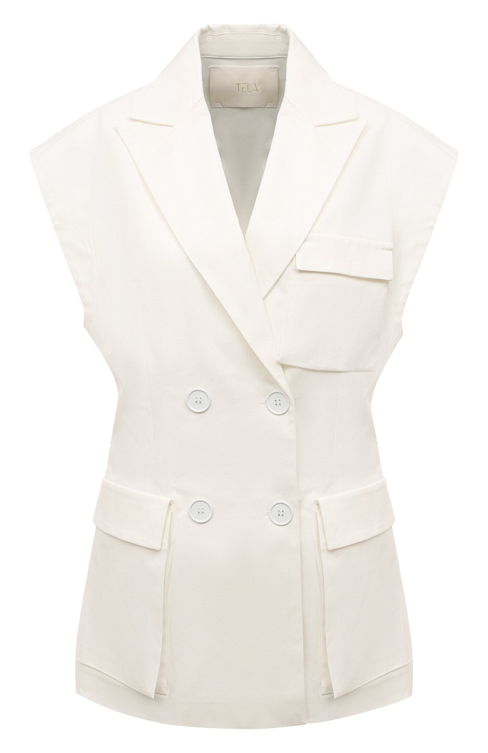 Хлопковый жилет TELA молочного цвета по цене 39950 руб., арт. 08 0447 01 9590, фото 1 Хлопковый жилет TELA, арт. 08 0447 01 9590, фото 1