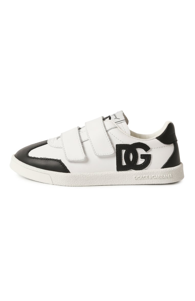 Детские кожаные кеды dg original DOLCE & GABBANA черно-белого цвета, арт. DA5254/A1048/29-36 | Фото 2 (Материал внешний: Натуральная кожа; Нос: Не проставлено; Материал сплава: Проставлено; Материал внутренний: Натуральная кожа; Мальчики Кросс-КТ: Обувь-низкие; Кросс-КТ: велькро)