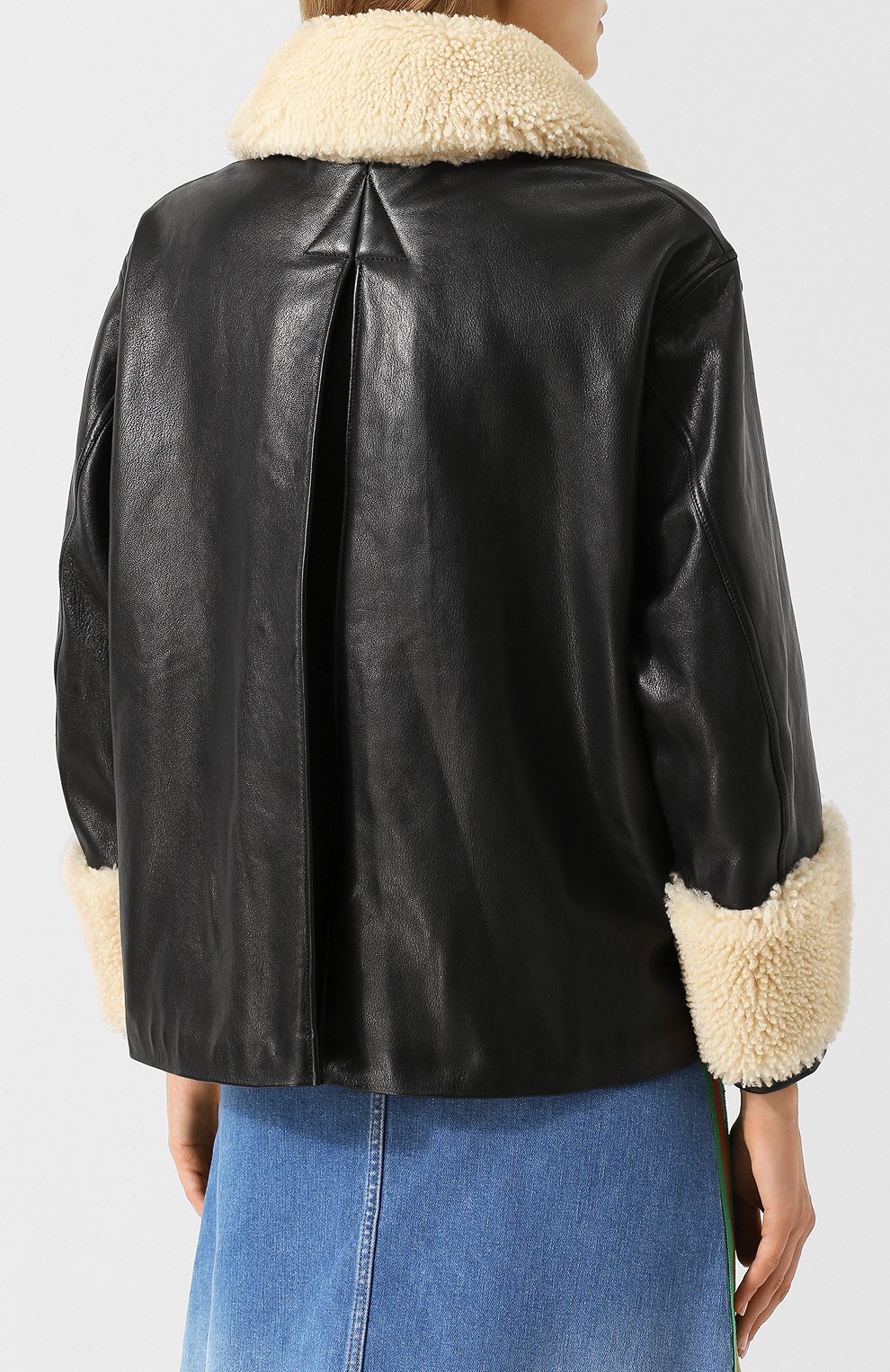 Кожаная куртка на молнии с меховой отделкой GUCCI, арт. 526823/XG691, фото 4