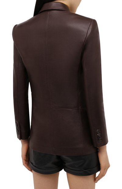 Кожаный жакет SAINT LAURENT коричневого цвета по цене 724500 руб., арт. 636464/YC2GA, фото 4 Кожаный жакет SAINT LAURENT, арт. 636464/YC2GA, фото 4