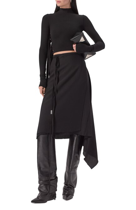 Женская юбка из вискозы и шерсти ANN DEMEULEMEESTER черного цвета, арт. B0012264/FA556 | Фото 2 (Драгоценные камни: Проставлено; Материал внешний: Вискоза; Материал сплава: Проставлено; Длина Ж (юбки, платья, шорты): Миди)