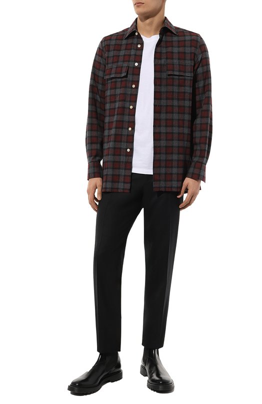 Хлопковая рубашка Kiton UCRRLH0865205 Бордовый  UCRRLH0865205 Фото 2
