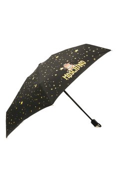 Женский складной зонт MOSCHINO черного цвета, арт. 8323-C0MPACT | Фото 2 (Материал: Металл, Текстиль, Синтетический материал; Региональные ограничения белый список (Axapta Mercury): RU; Нос: Не проставлено; Материал сплава: Проставлено)