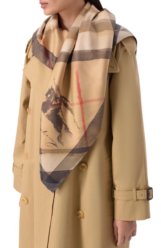 Шелковый платок Burberry 8121392 Бежевый  8121392 Фото 2