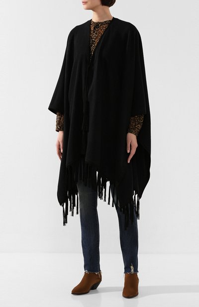 Кашемировое пончо SAINT LAURENT черного цвета по цене 287000 руб., арт. 613060/3YB35, фото 3 Кашемировое пончо SAINT LAURENT, арт. 613060/3YB35, фото 3