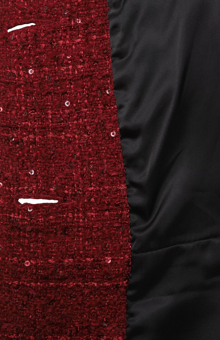 Женский твидовый костюм LOOM BY RODINA бордового цвета, арт. LBR-MARLENB | Фото 8 (Материал сплава: Проставлено; Рукава: 3/4; Драгоценные камни: Проставлено; Длина (для топов): Стандартные; Кросс-КТ: костюм; Стили: Ретро; Случай: Повседневный; Материал внешний: Синтетический материал)